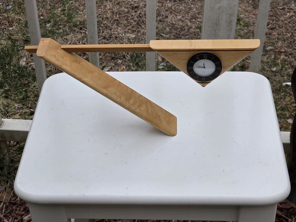 Vintage Mike Mikutowski Maple Wood Balance Clock Desk Tested And Works Great